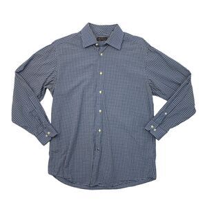Ben Sherman Shirt Mens M Medium Blue Gingham Plaid Long Sleeve Button Up